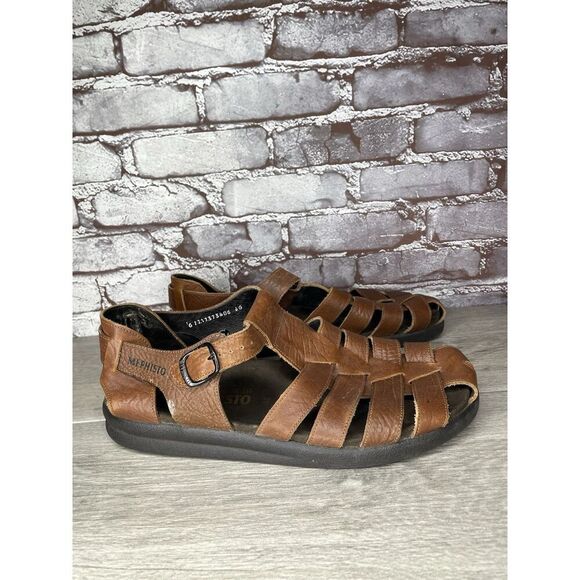 MEPHISTO 4x Shock Brown Leather Fisherman Casual Strap Sandals Men’s 46EU/13M US main image 10